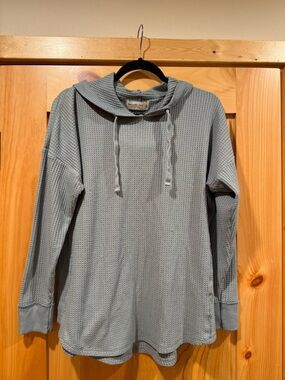 Abercrombie & Fitch Light Blue Waffle-Knit Hooded Top